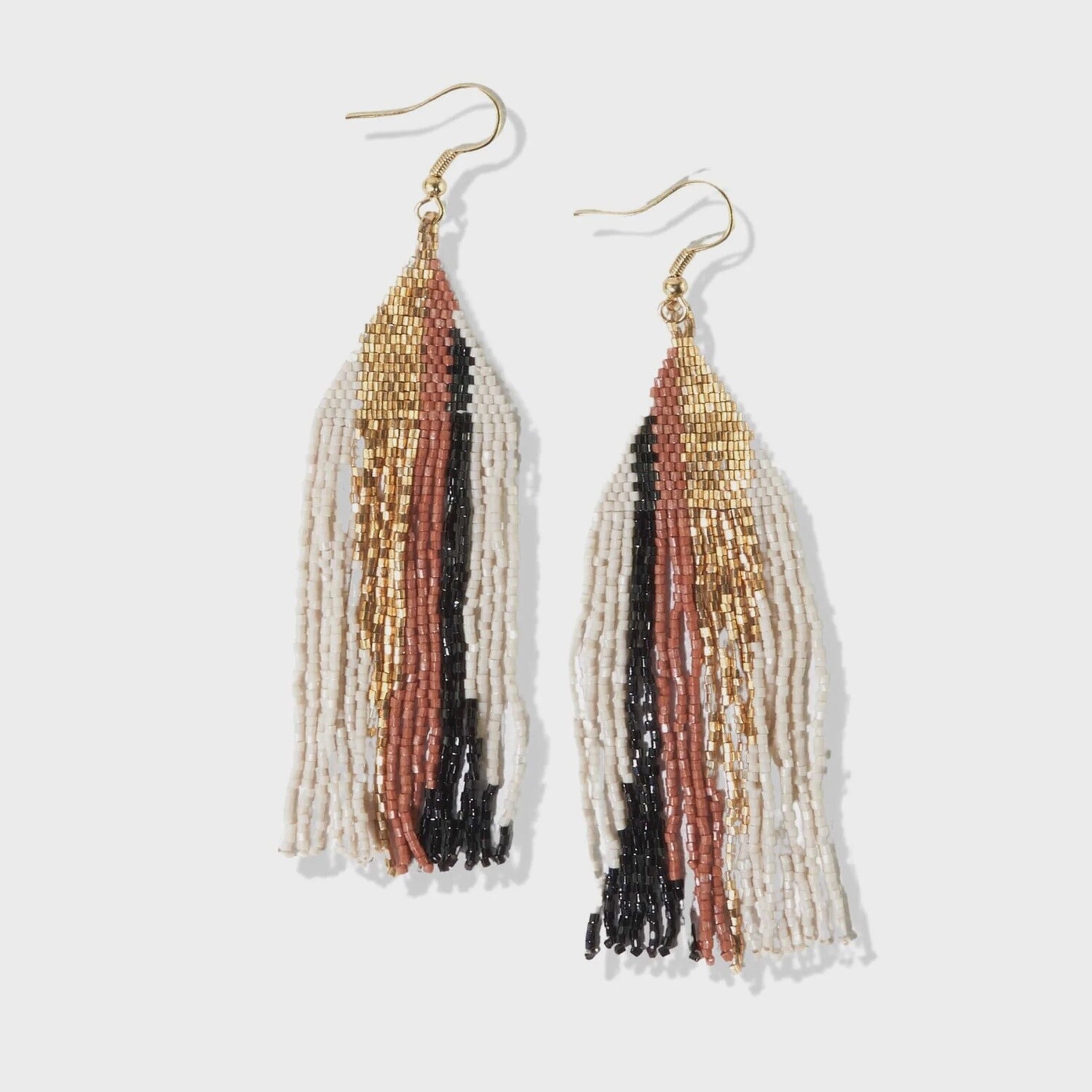 Ivory black rust gold luxe earring