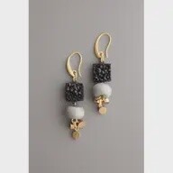 Vintage black glass cluster earring