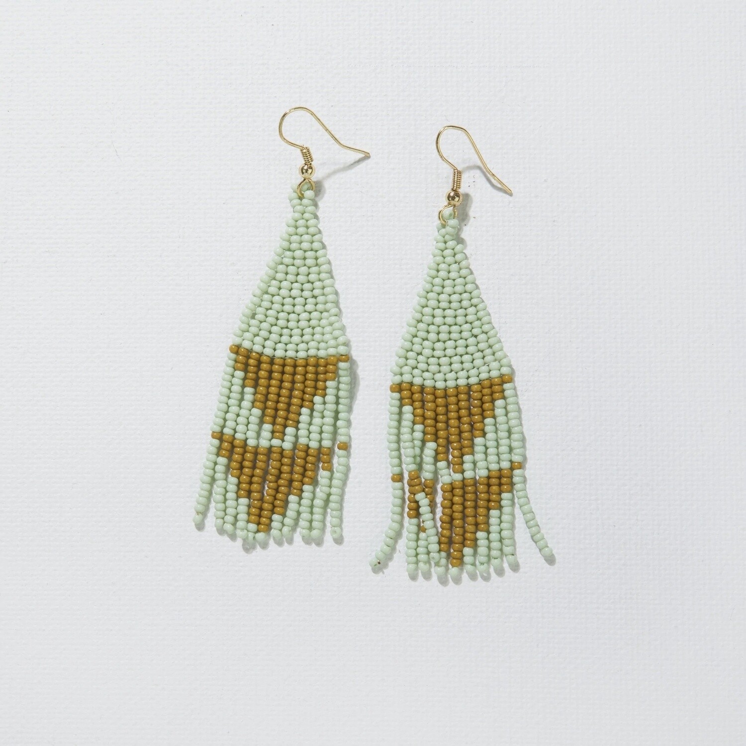 Mint w/ Citron Triangle Earrings