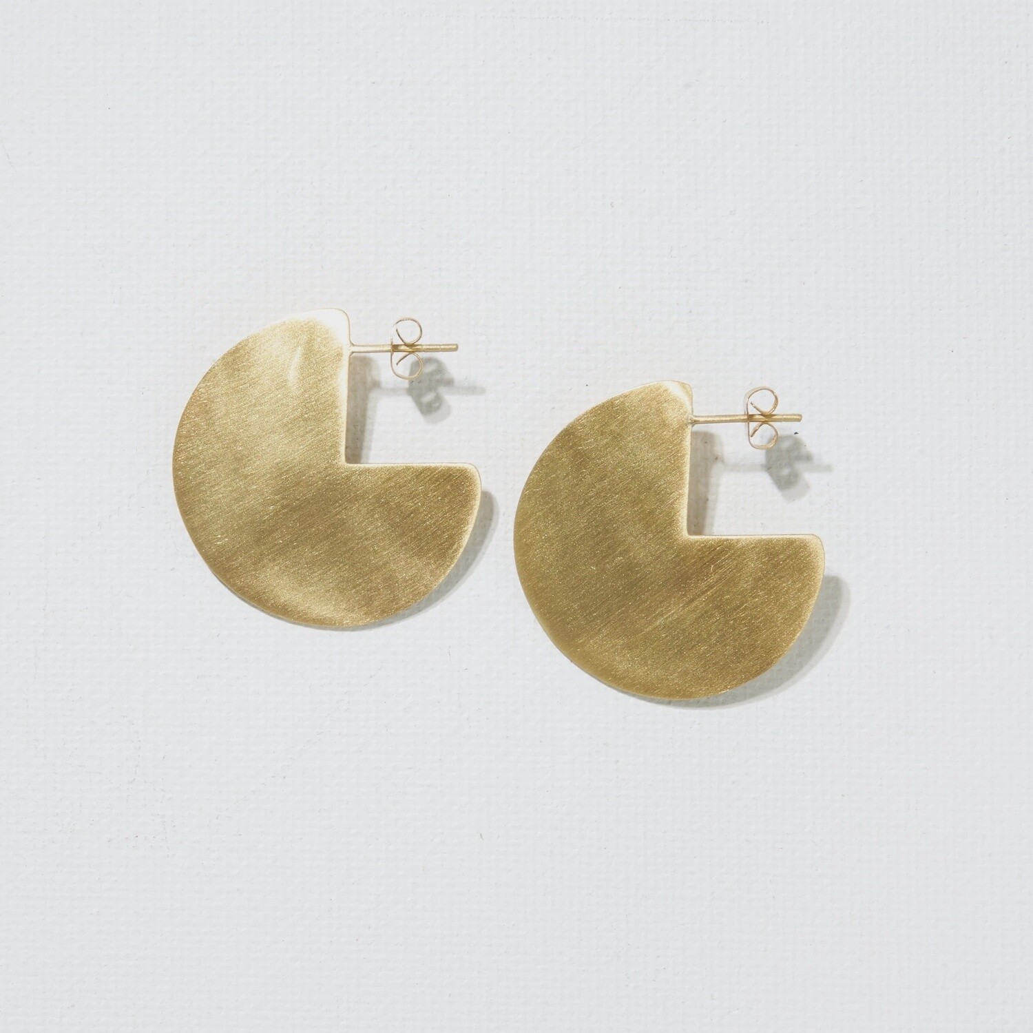 Matte Brass Flat Cut Circle Earring