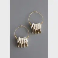 White Magnesite + Brass Hoop Earrings