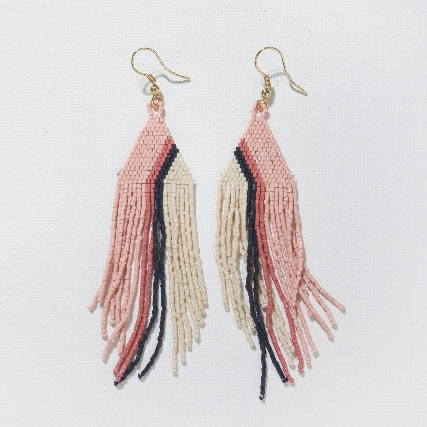 Blush Terra Cotta Navy Fringe Earrings