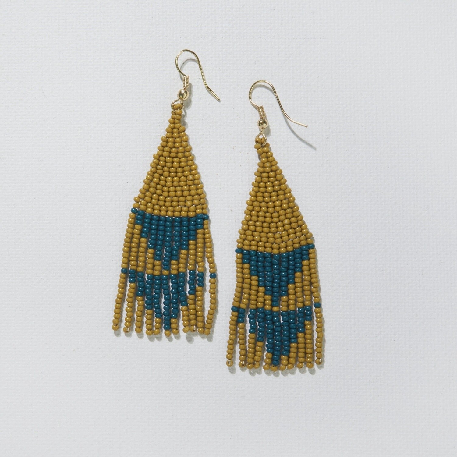 Citron w/ Peacock Triangle Earrings