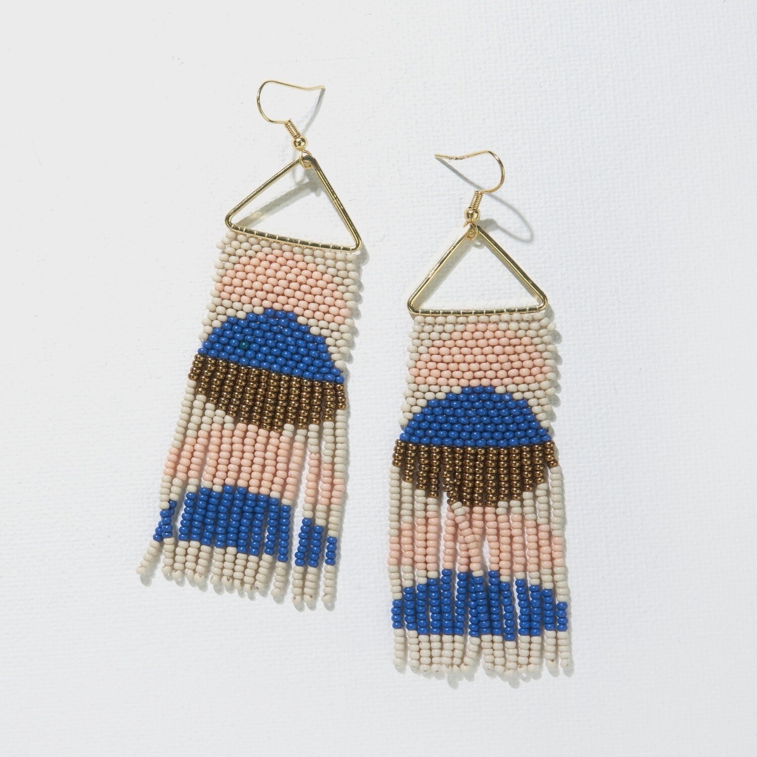 Ivory Lapis Blush Gold Half Circle Earrings