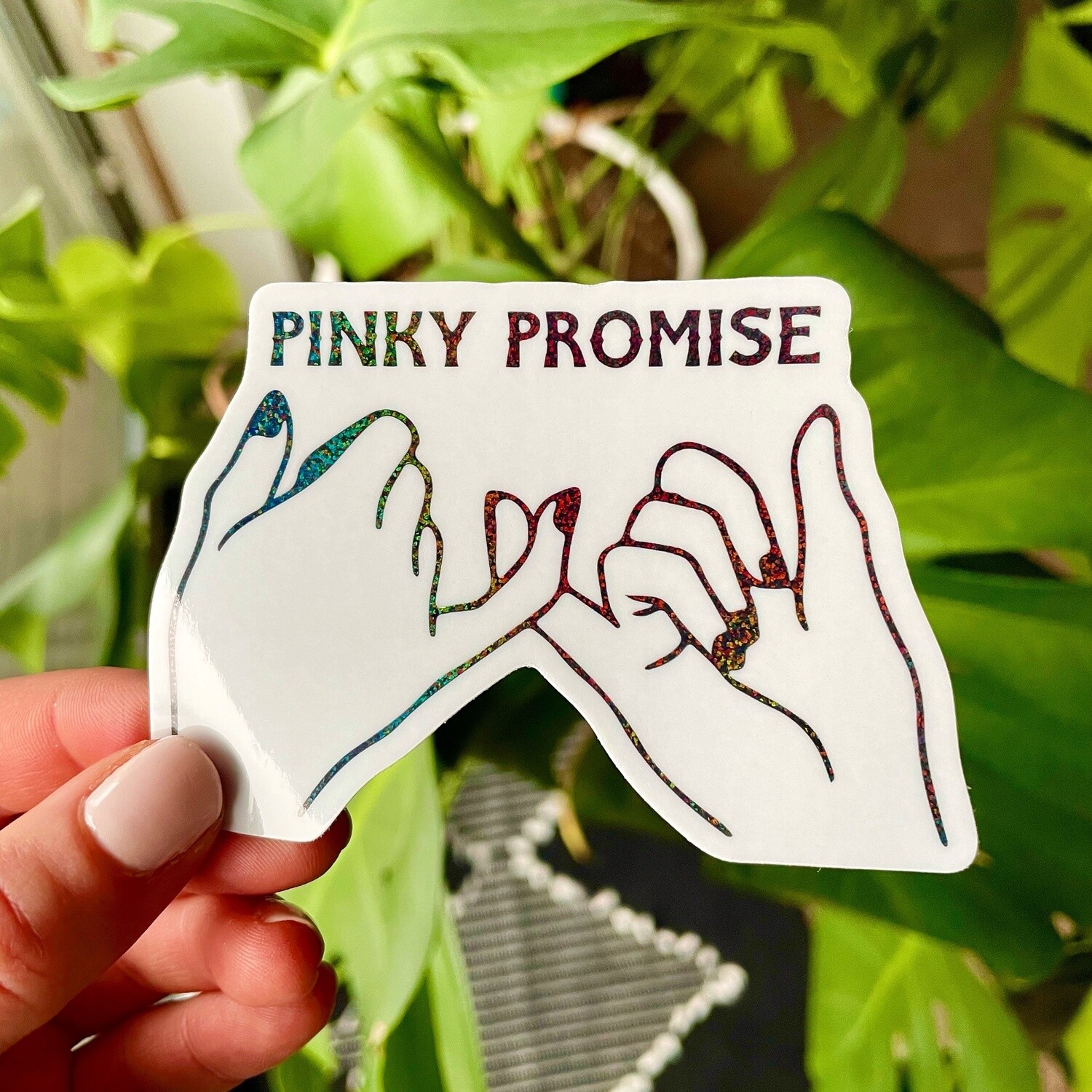 Pinky Promise Glitter Vinyl Waterproof Sticker