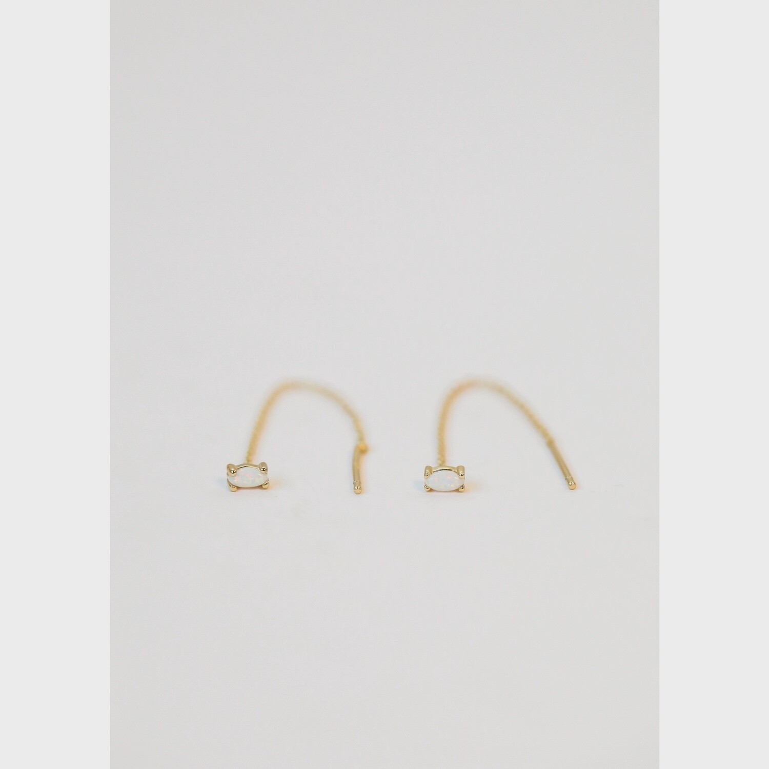 Studded Threader Earrings, Colour: White