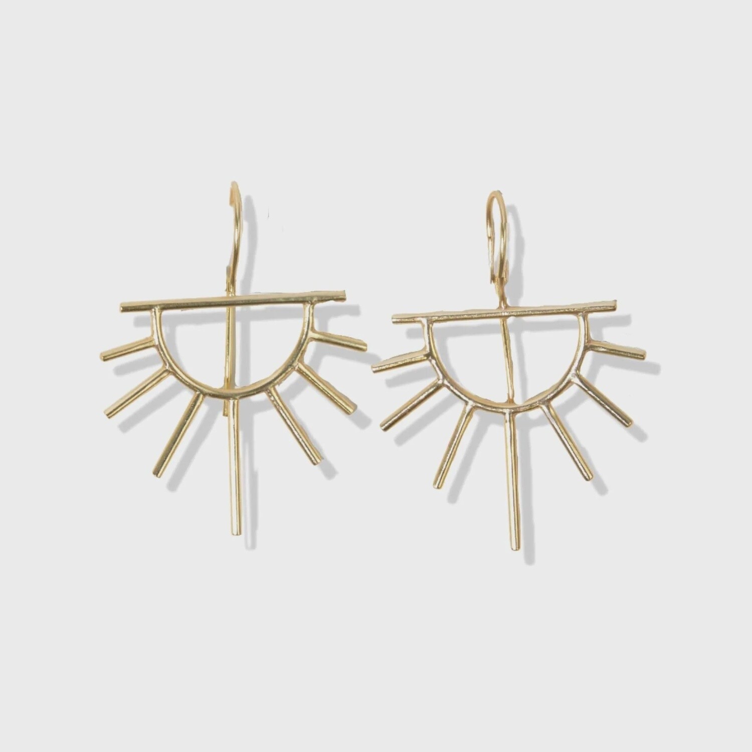 Brass half sun threaded earrings
