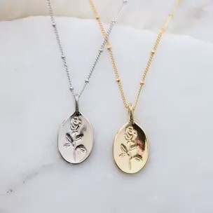 Rose Stamped Necklace