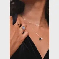 Gold Necklace with Black Onyx