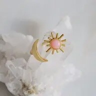 Pink Opal Sun and Moon Ring
