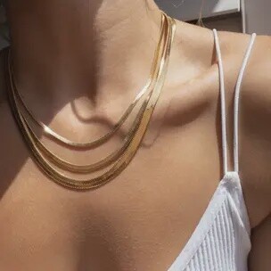 Gold Plated Herringbone Chain
