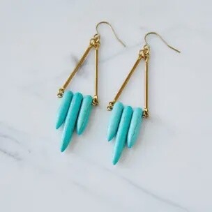 Mini Turquoise shield earrings