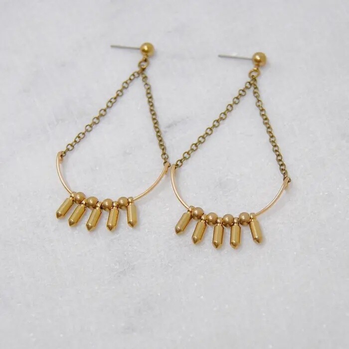 Brass Bullet Dangle Earrings