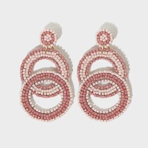 Blush Beads in Double Circle Post Earrings