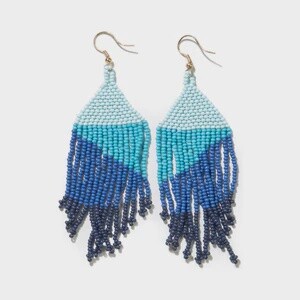 Blue Ombre Fringe Earring