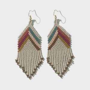 Ivory Fringe With Muted Color Chevron Earring