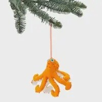 Orange Octopus Ornament