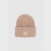 Mad Hatter Ribbed Knit Beanie - Taupe
