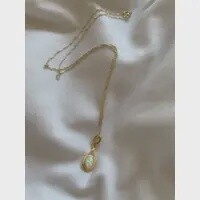 Gold Teardrop Opal Pendant Necklace