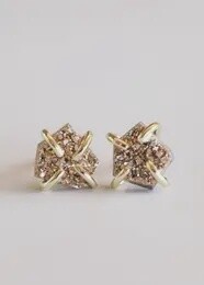 Druzy Prong Rose Gold Earrings