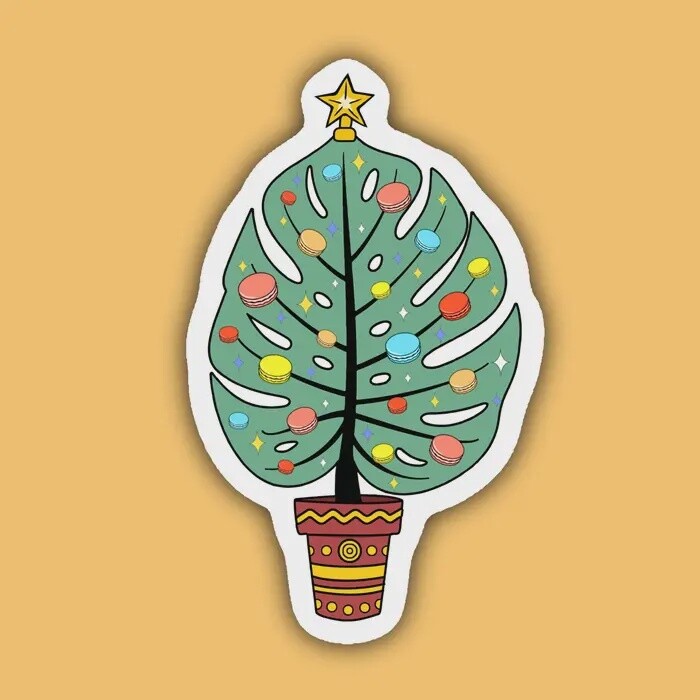 Monstera Christmas Tree Sticker