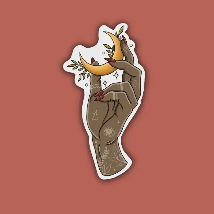 Sun Moon Witch Hand Stickers