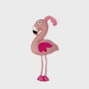 Flamingo Embroidered Wool Ornament
