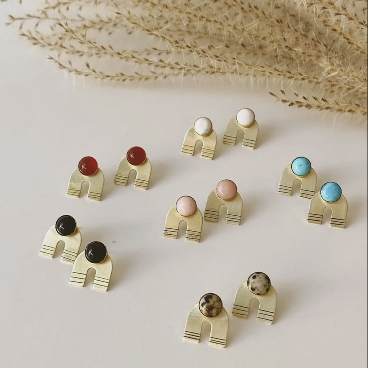 Hope Rainbow Studs/Dalmatian Jasper