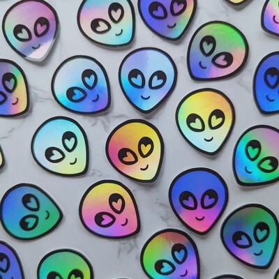 Mini Alien Rainbow Holographic Sticker