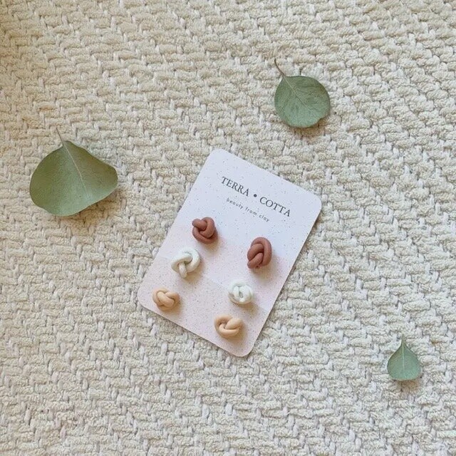 Clay Knotted Stud Earring Pack