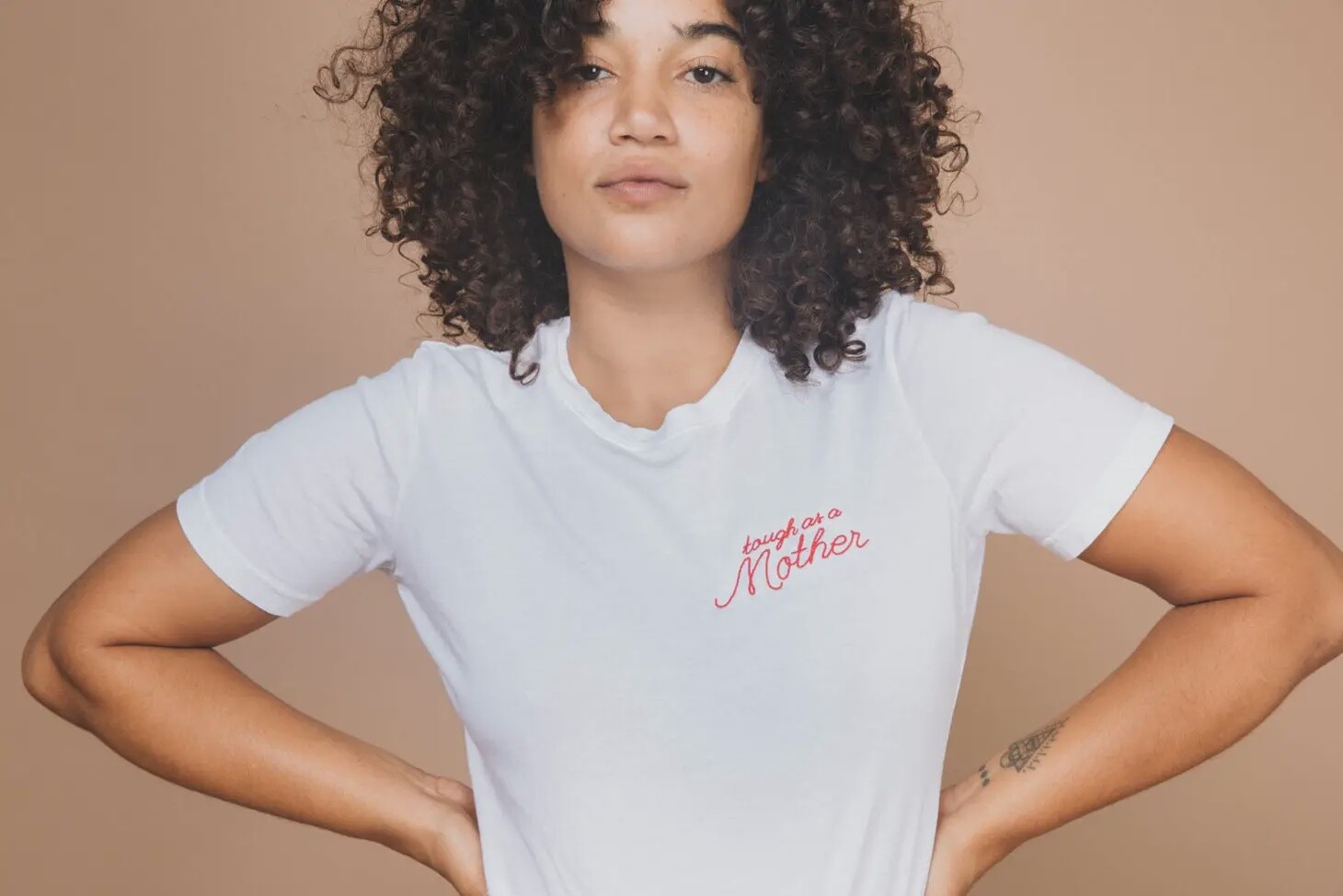 Tough As A Mother Fitted White Tee, Size: Small