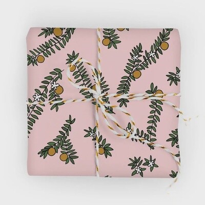 Orange Blossom Wrapping Paper Roll Pink