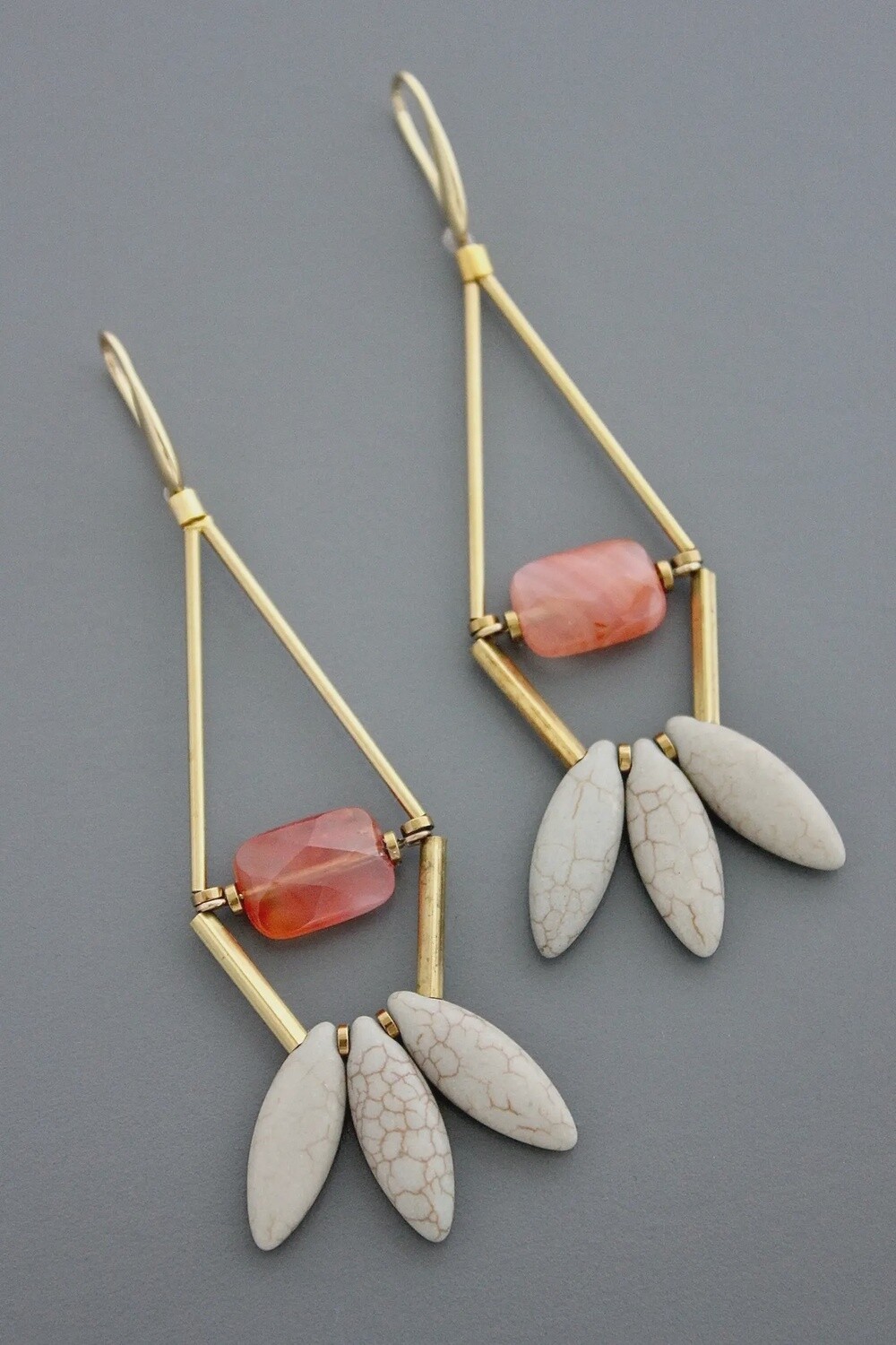 Geometric carnelian earrings.