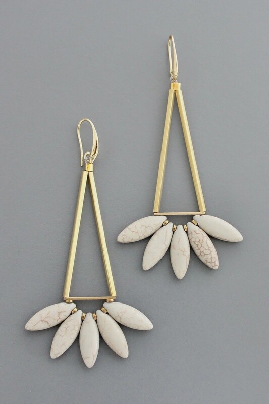 Geometric gray lotus earrings