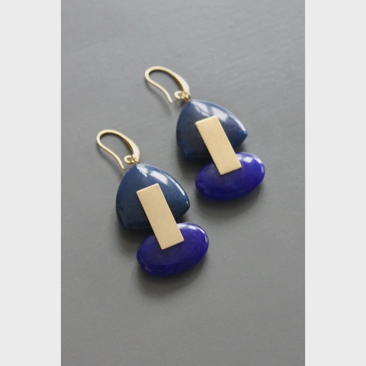 Geometric blue stone earrings