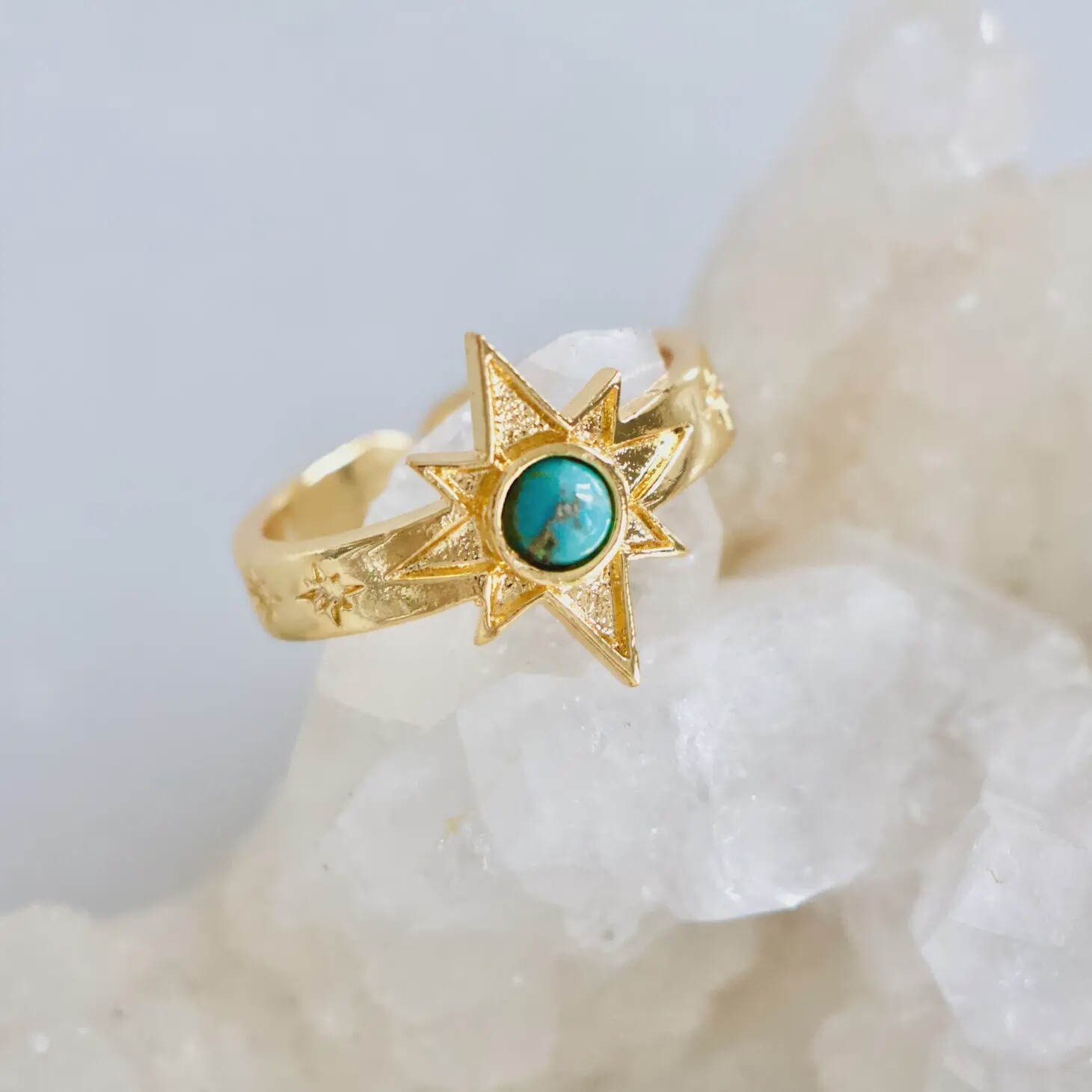 Copper Turquoise Star Ring