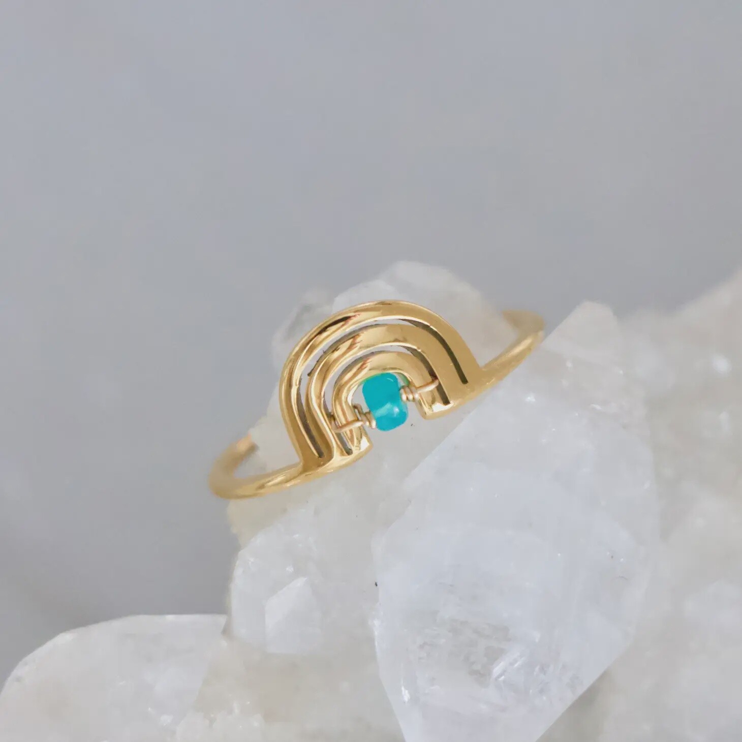 Blue Ethiopian Opal Rainbow Ring/Size 8