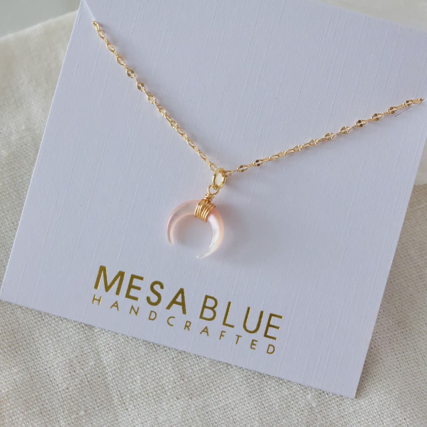 Pink Shell Crescent Necklace