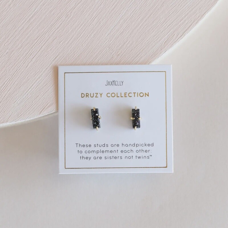 Druzy Bar Earrings- Black