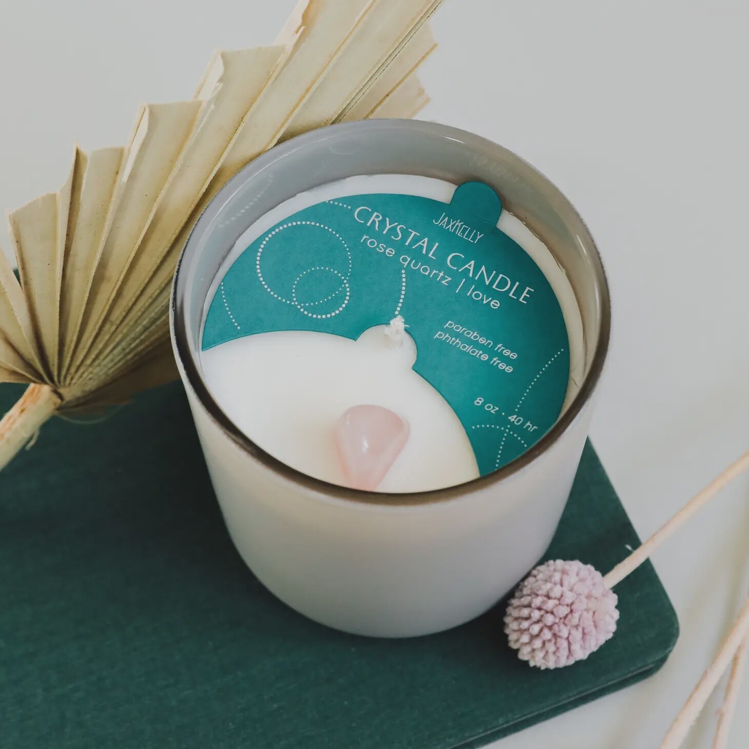 Rose Quartz Crystal Candle - Love