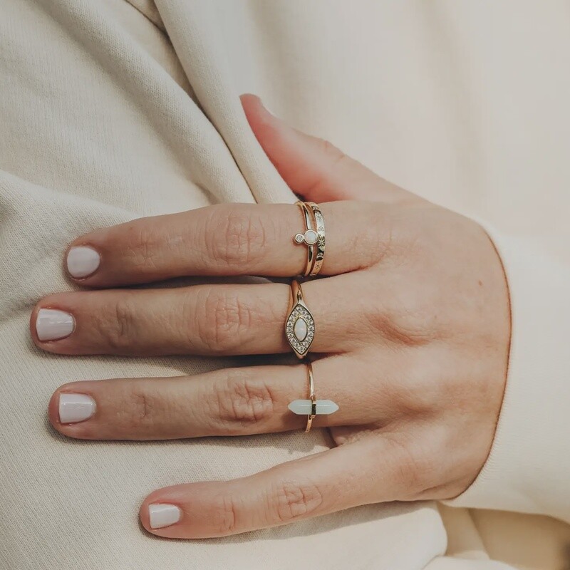 Amazonite Quartz Point Ring