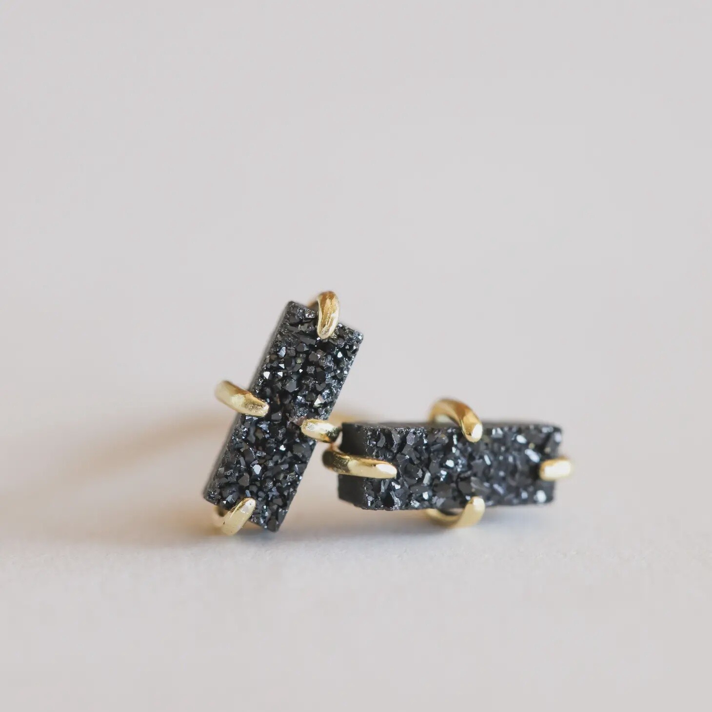 Druzy Bar Earrings- Black