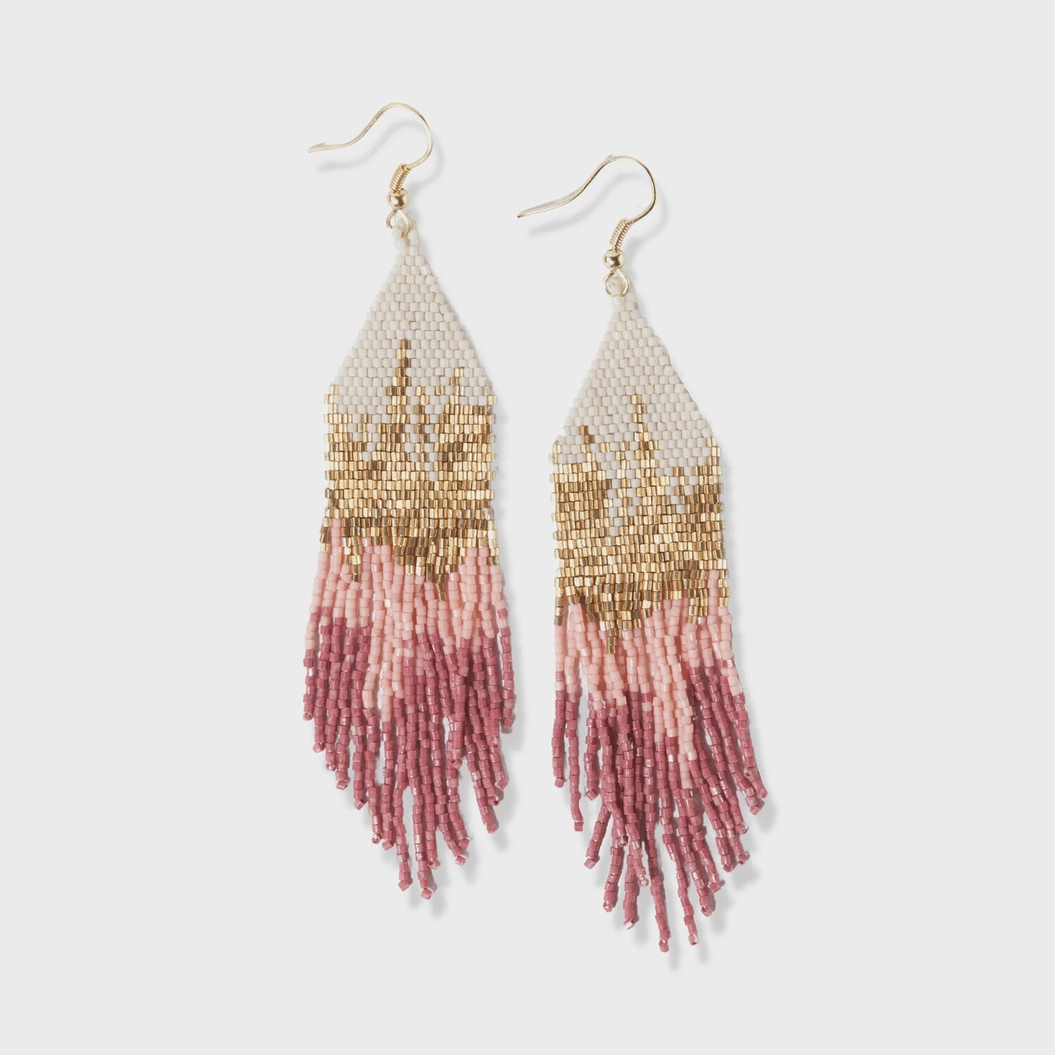 Claire Ombre Beaded Fringe Earrings Pink