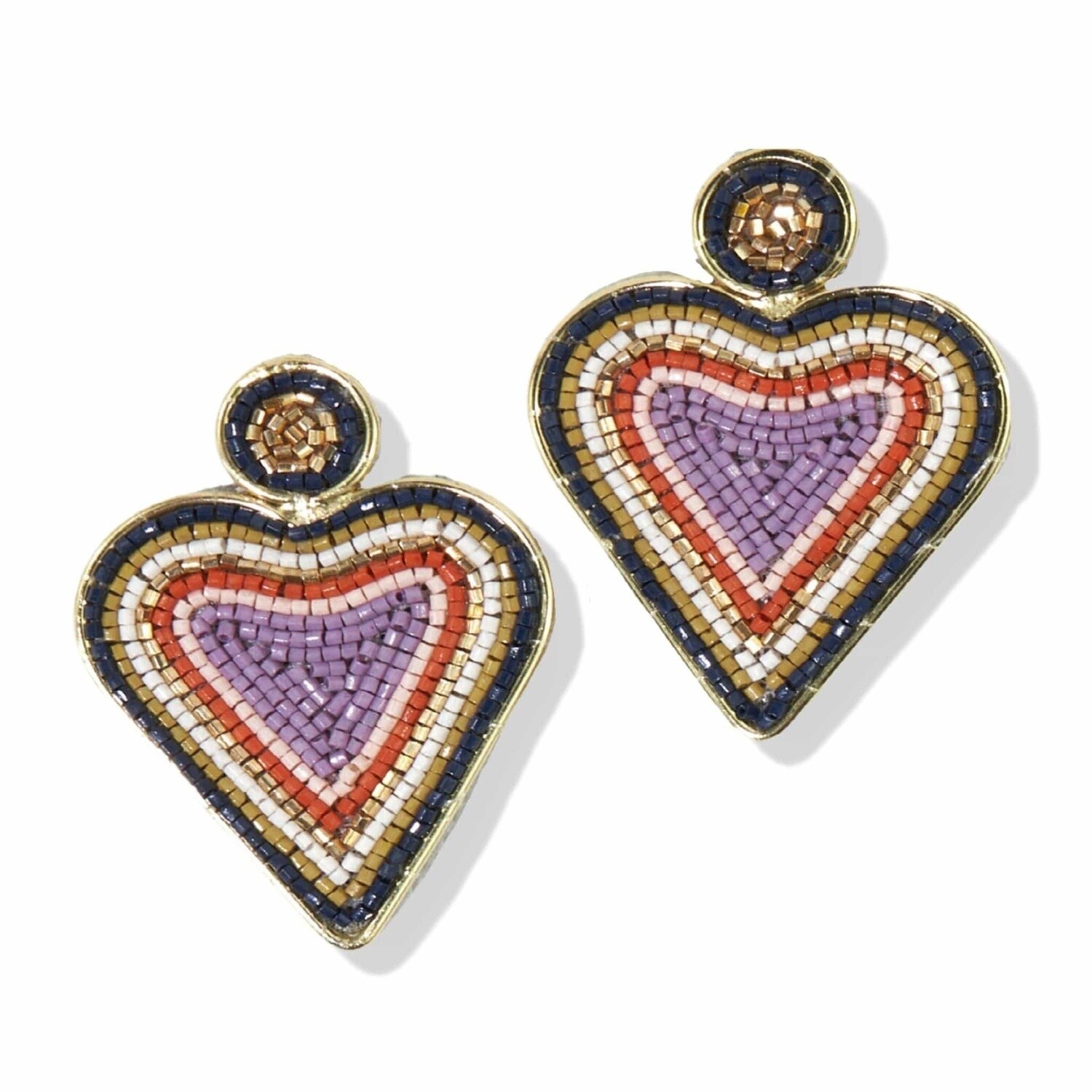 Rosie Heart Outline Earrings Purple