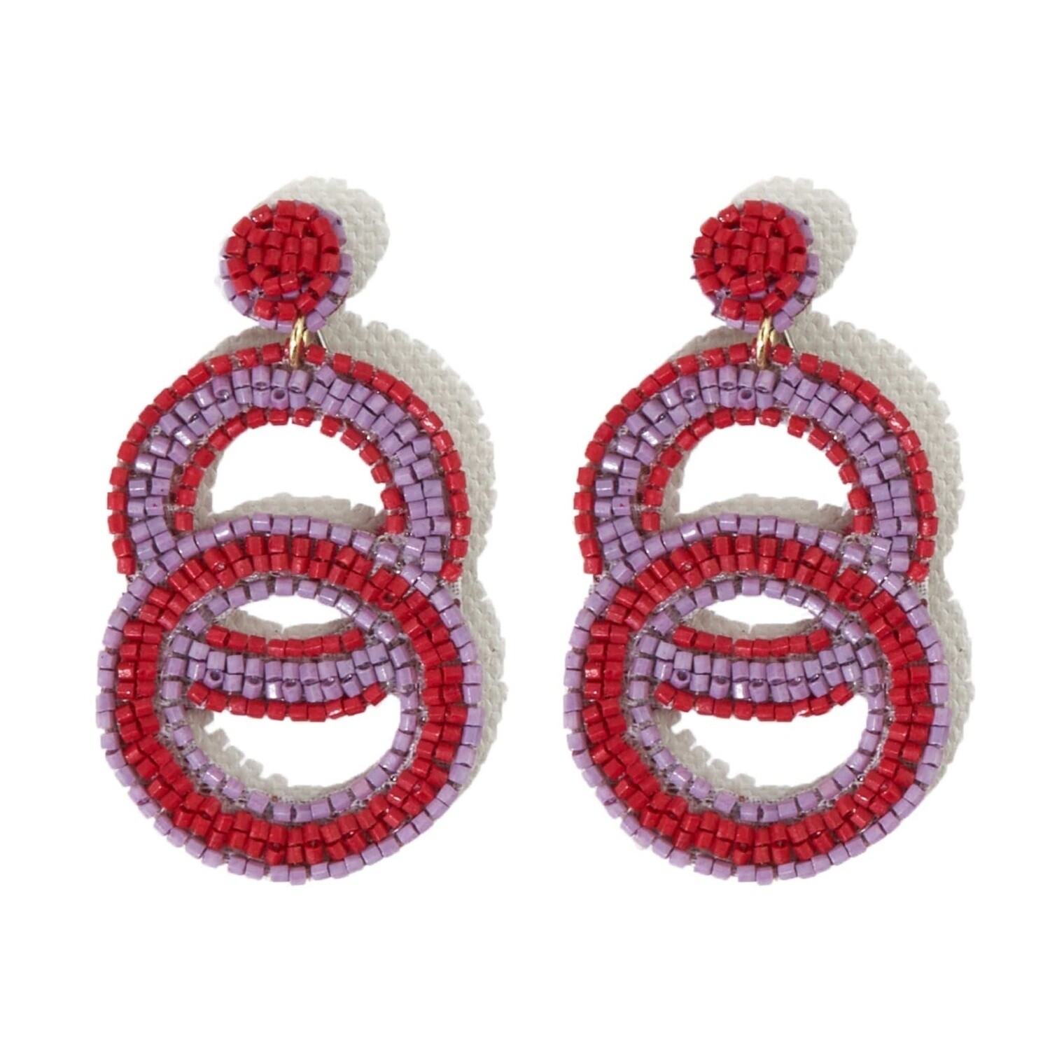 Monica Color Block Earrings Red