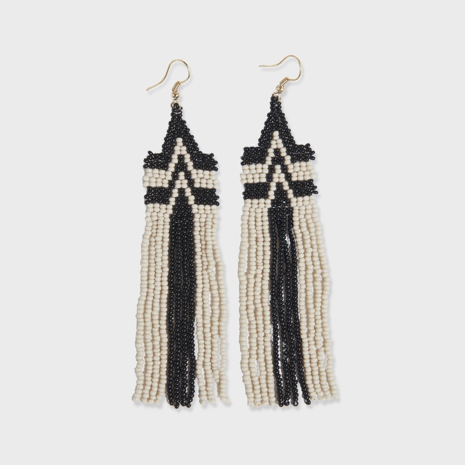 Danielle Peak Beaded Fringe Earrings Black