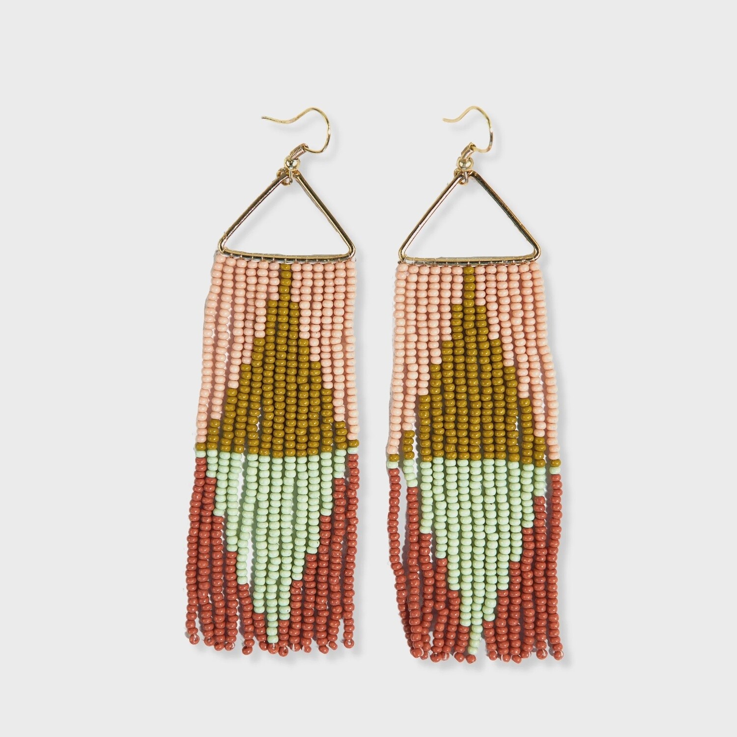 Brooke Split Diamond Beaded Fringe Earrings
