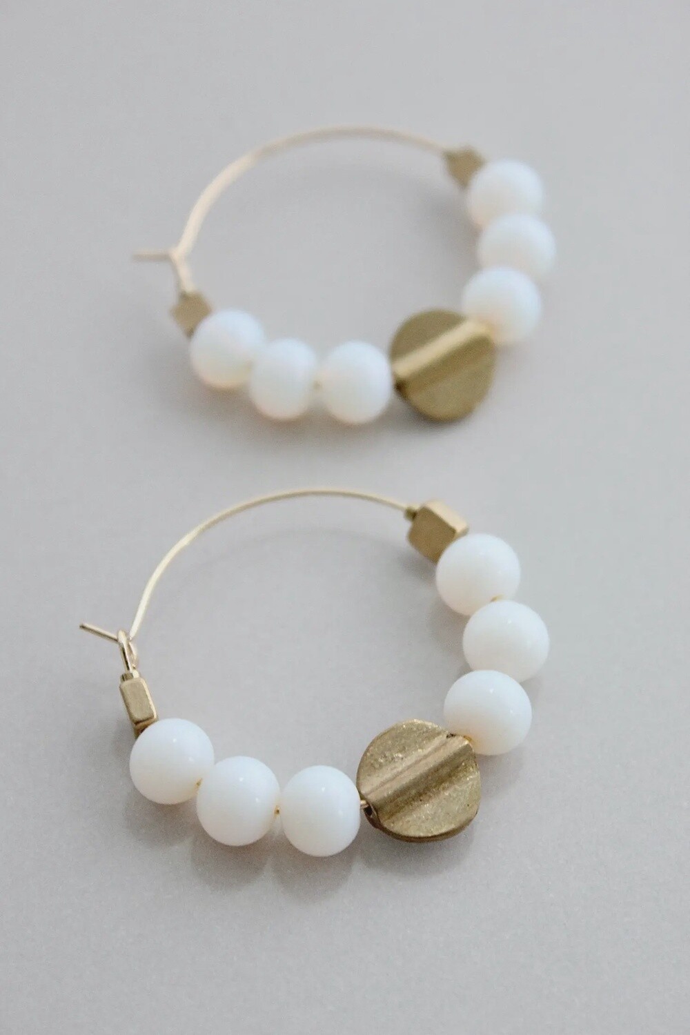GNDE23 white opal hoop earrings