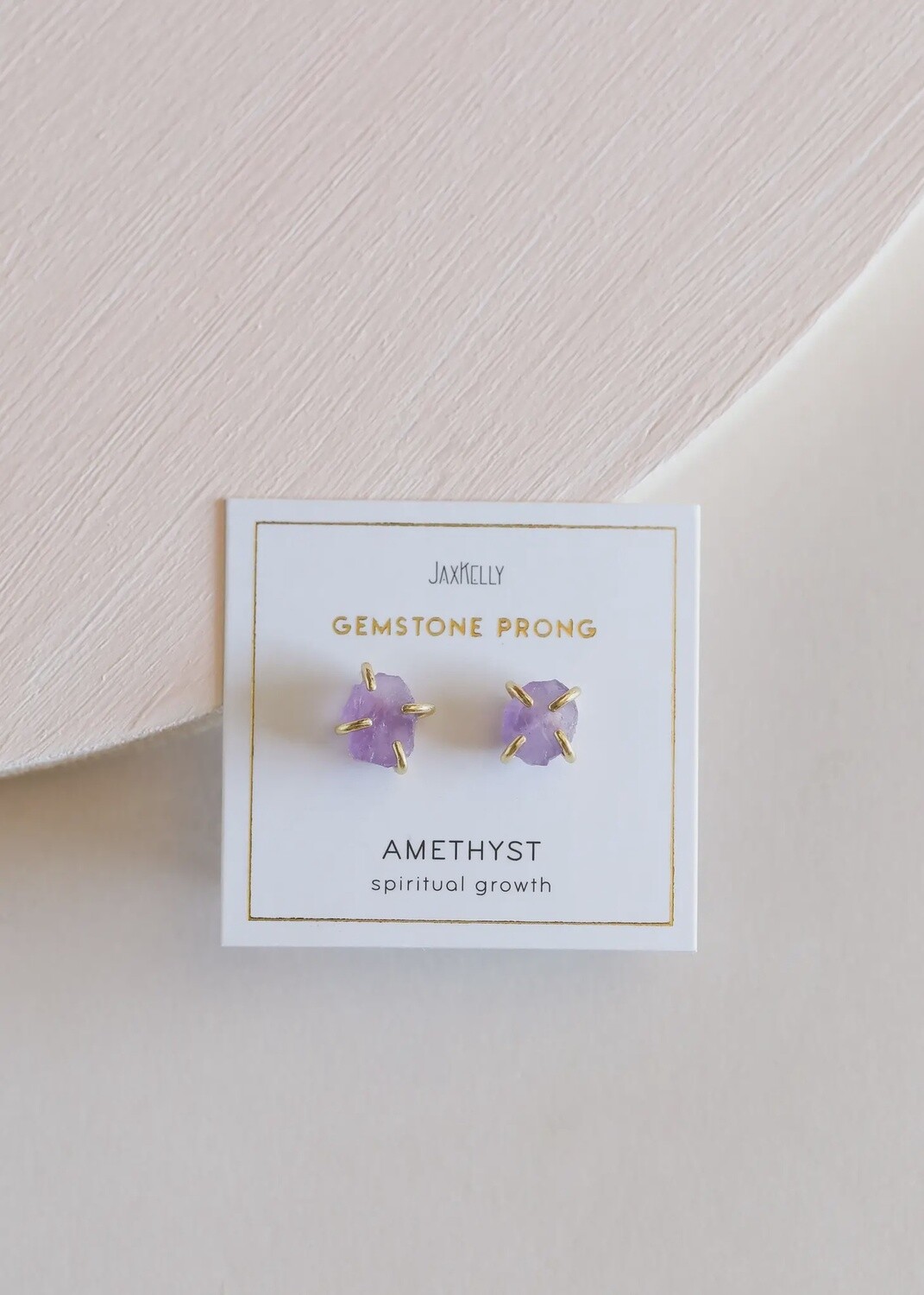 Gemstone Prong Earrings - Amethyst
