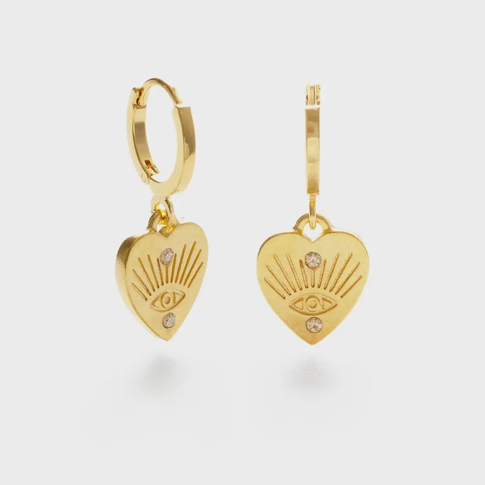 Heart with Eye Huggie Hoops